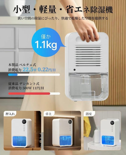 小型除湿器｜家庭用・バスルーム・寝室対応｜室内防湿